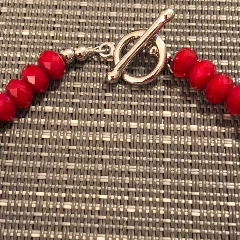Red Swarovski & Silver Rhinestone Bracelet - Picture 5 of 6